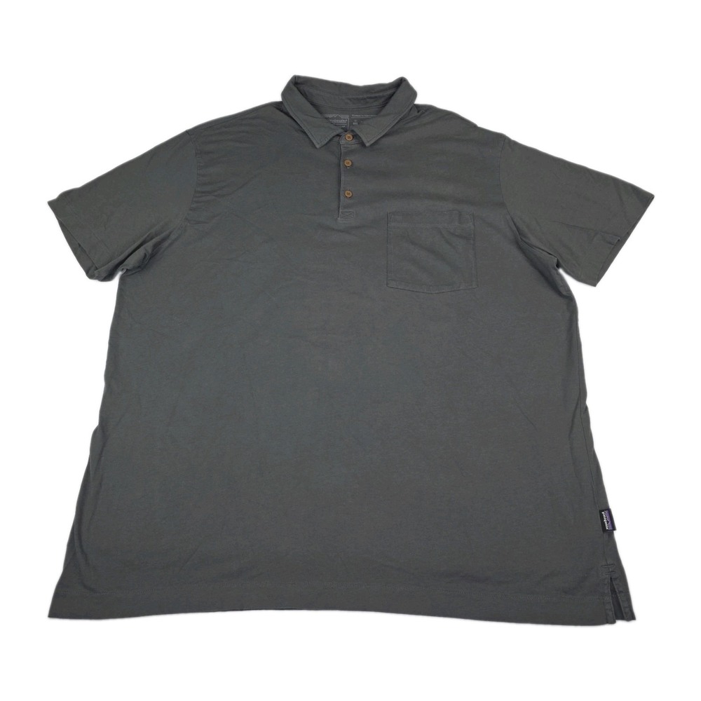 Patagonia Polo Shirt Mens XXL Gray Regular Fit Cotton In Conversion Short Sleeve